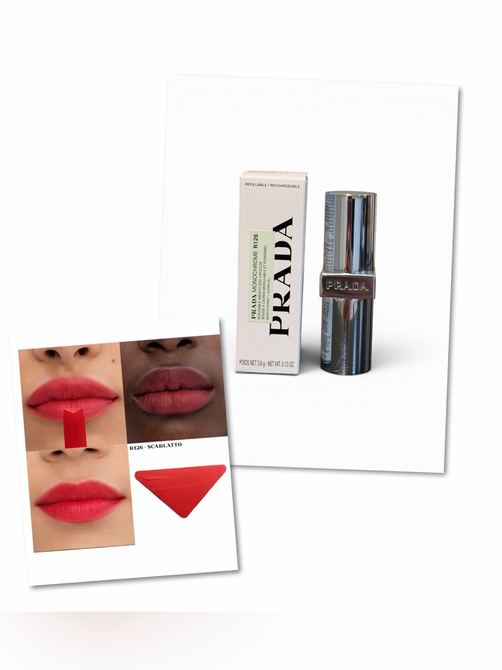 Prada Beauty Monochrome Soft Matte Refillable Lipstick - R126 Scarlatto